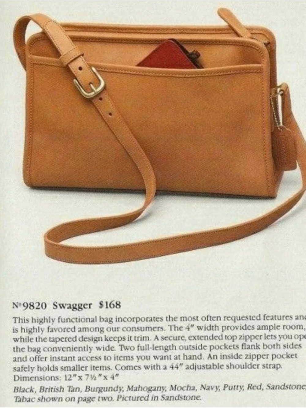 Vintage Coach NYC British Tan Swagger Shoulder Bag